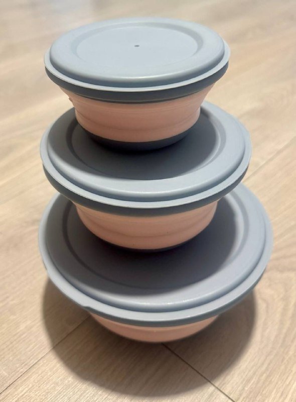 Набор складных мисок с крышками 3 шт