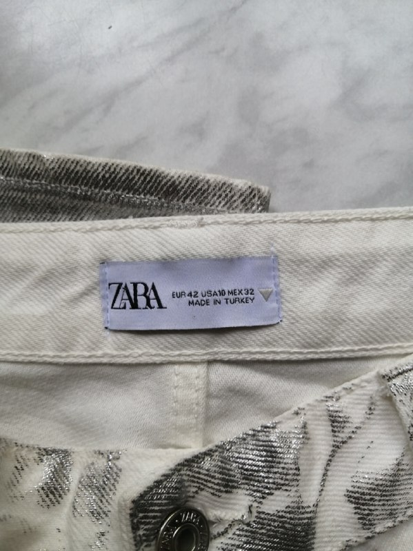 Женские джинсы ZARA серебристый металлик 5
