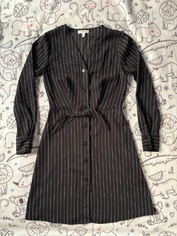 Куртка демисезон Koton, Чёрное платье Koton, Терракотовая рубашка H&M 3