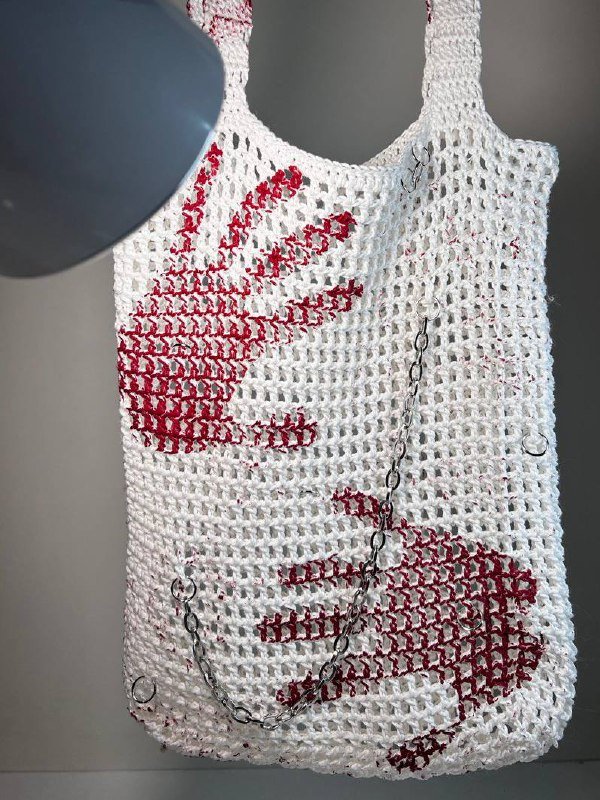 Вязаный шопер, ручная работа