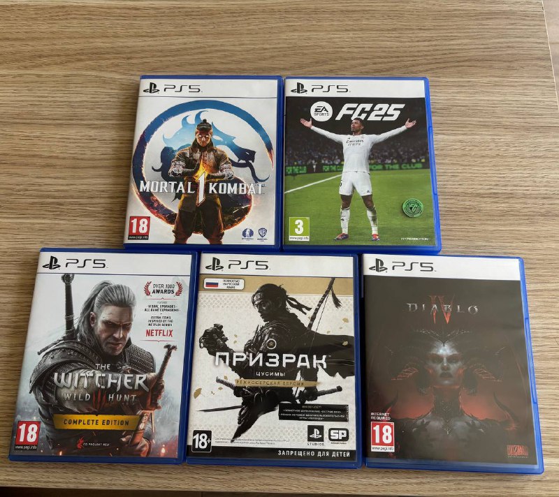 Mortal Kombat 1, Ghost of Tsushima DLC, Fifa 25, Witcher 3 Wild Hunt DLC, Diablo 4 PS5 игры