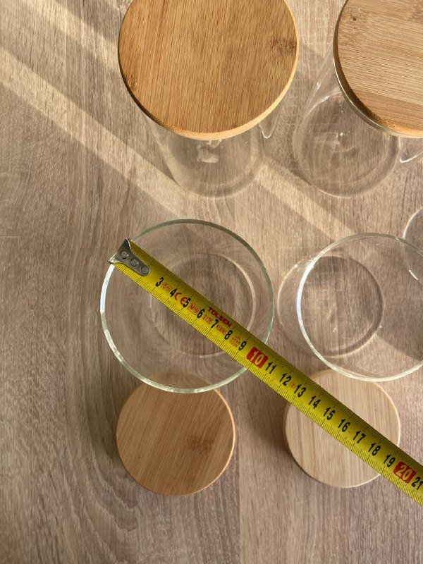 Набор стеклянных баночек для хранения с бамбуковой крышкой 4