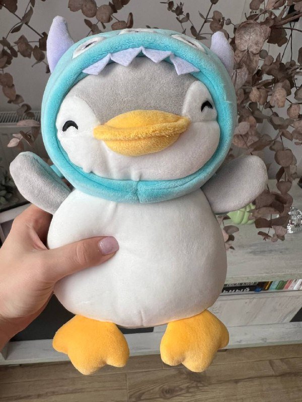 Игрушка пингвин в капюшоне, тыква