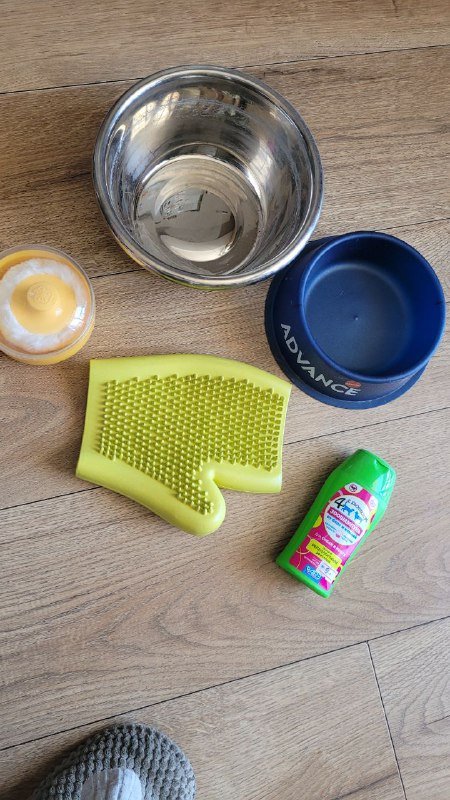 Миски, чеснока, шампунь для собак, пудреница