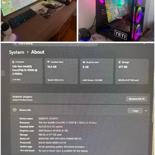 Игровой ПК, монитор, мышка, микрофон, коврик, клавиатура