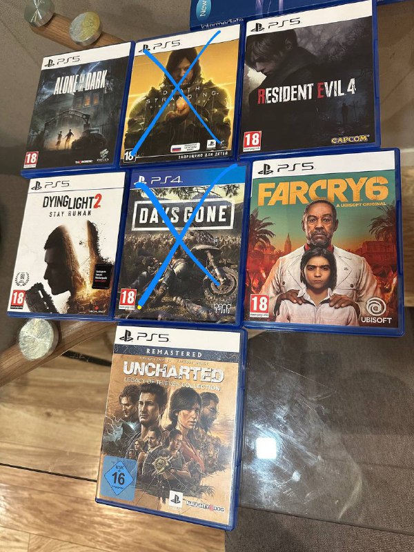 Игры на PS5 Alone in the dark, Resident Evil 4, Farcry 6, Uncharted, Dying light 2