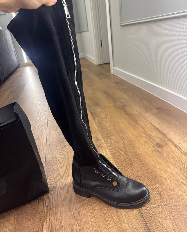 Женские сапоги из натуральной кожи и замши, размер 36