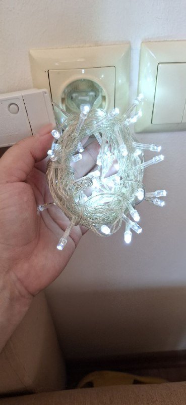 Огоньки микс холодный белый, красный, теплый белый с голубым