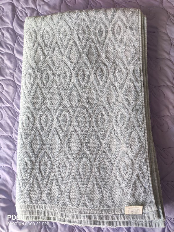 Светло голубой махровый плед 220х200