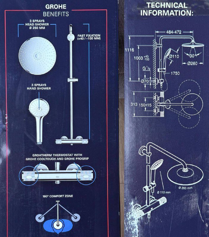 Душевая система с термостатом GROHE Euphoria хром 2