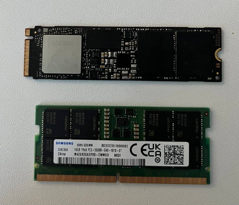 SSD Samsung 256GB NVME, SODIMM 16GB оперативная память ноутбука