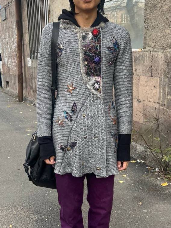 Тёплый шерстяной дизайнерский жакет кардиган свитер пальто туника