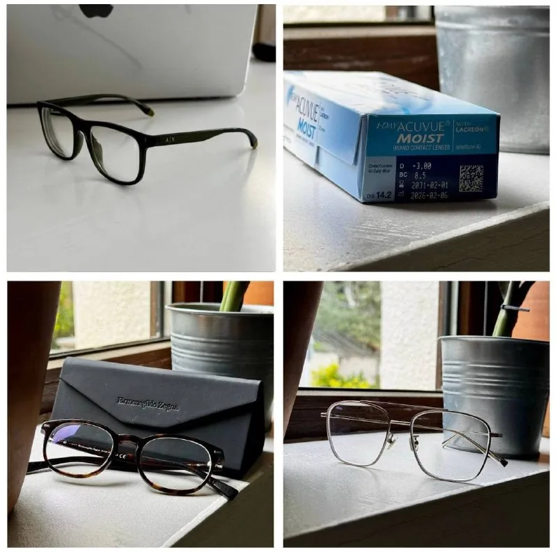 Очки Armani Exchange, линзы Acuvue Moist, очки Ermenegildo Zegna, очки Seven Days