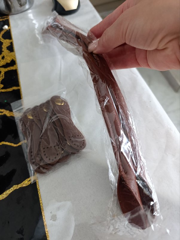 Ручки для сумок из коричневой кожи