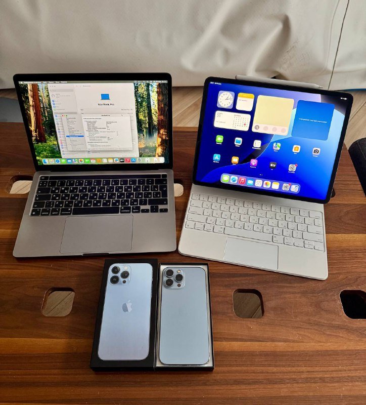MacBook Pro 13, iPhone 13 pro max, iPad Pro 12.9