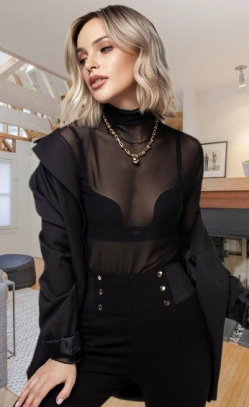 Водолазка-сетка с длинным рукавом женская 4