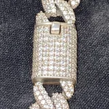 Цепь Cuban link из серебра 925 с цирконием 2