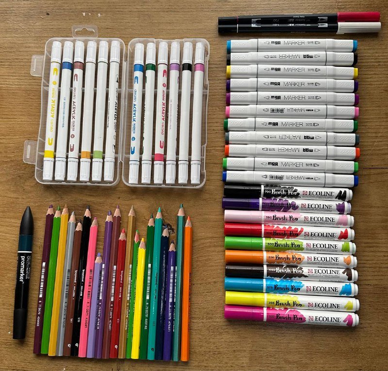 Бумага для рисования, акварели, карандаши, маркеры, пеналы