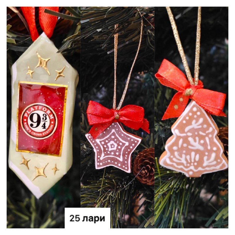 Новогодние ёлочные игрушки ручной работы набор 6