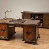 Антикварный шкаф-витрина, письменный стол 3