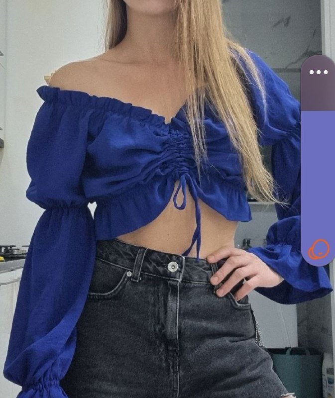 Топ с длинными рукавами синий 2
