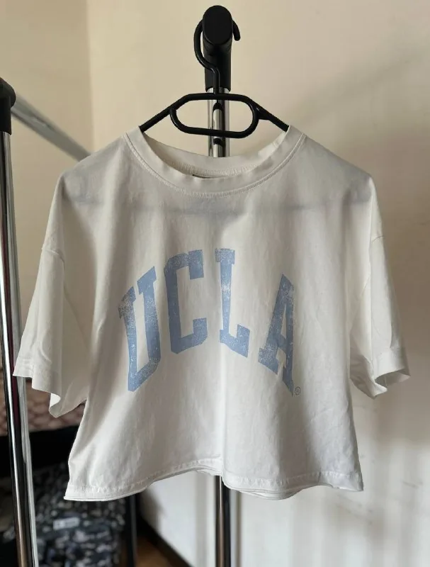 Укороченная белая футболка UCLA 1