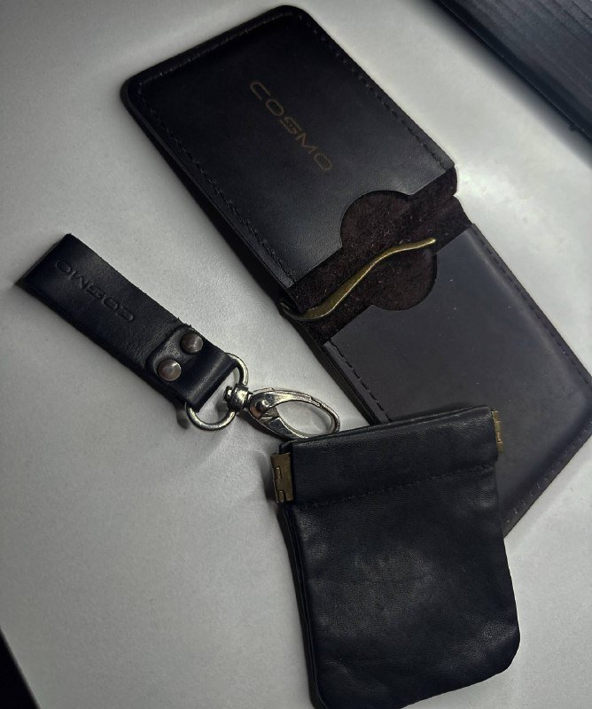 Набор ключница и зажим из натуральной кожи