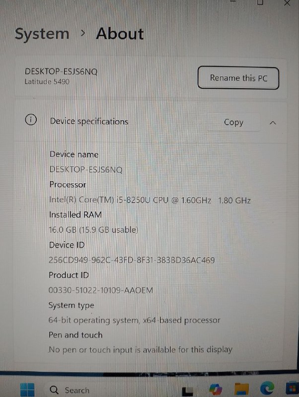 Ноутбук Dell Latitude 5490 i5-8250U 16GB RAM SSD 256GB