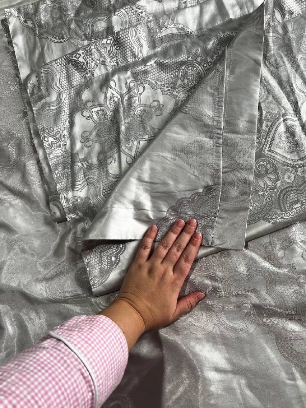 Комплект постельного белья серый сатин пододеяльник и наволочки 2