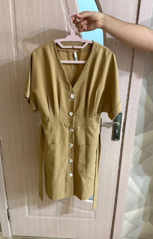 Платье-комбинация, платье на пуговицах, бежевый сарафан, салатовый сарафан 3