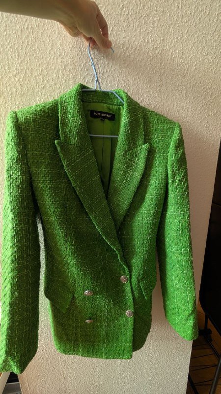Жакет зеленый, кардиган, джинсовая куртка, ветровка, блузка, лоферы