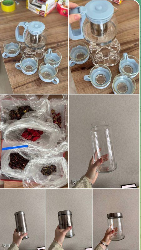 чайный набор, банки для кухни, скотч, лампа со штативом, маска для плавания