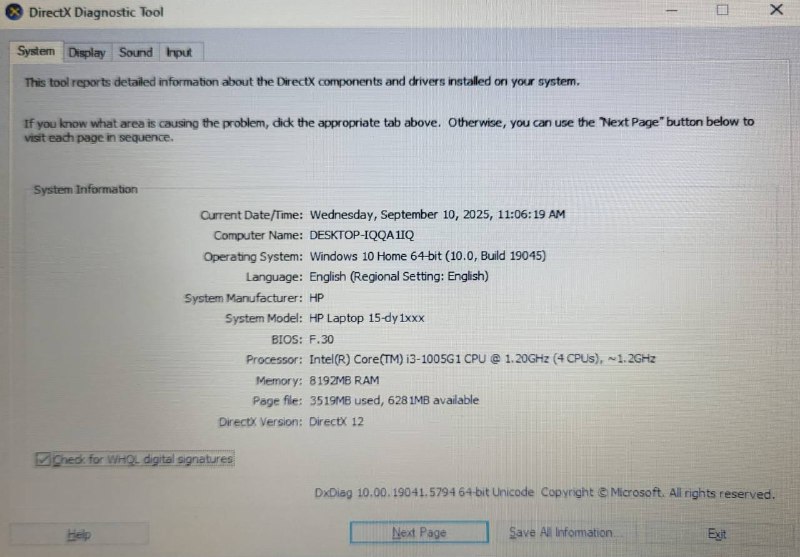 Ноутбук HP 15 Intel i3 8ГБ RAM 128ГБ SSD 7