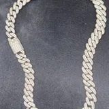 Цепь Cuban link из серебра 925 с цирконием 3
