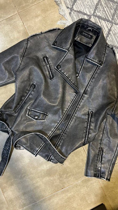 Пальто серое, пальто синее, черная курточка, кожаная курточка размер S 4