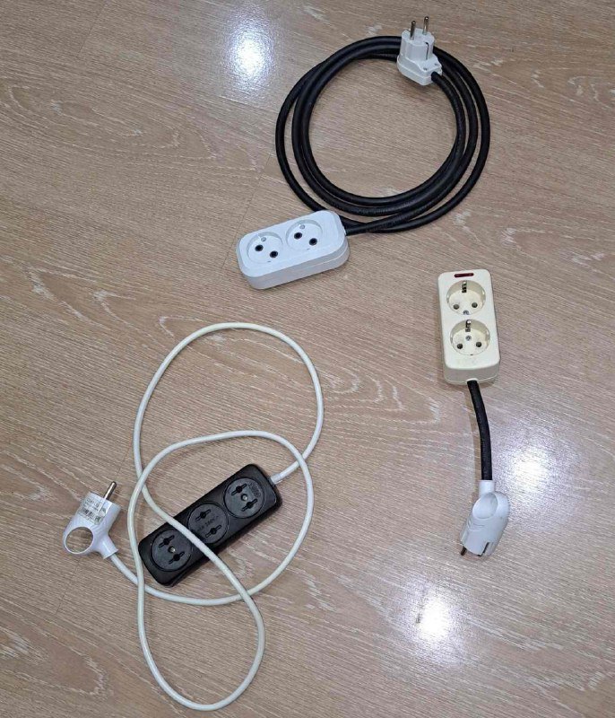 Удлинители 2.2 м с двойной розеткой, двойник с подсветкой, удлинитель 1 м 3 розетки
