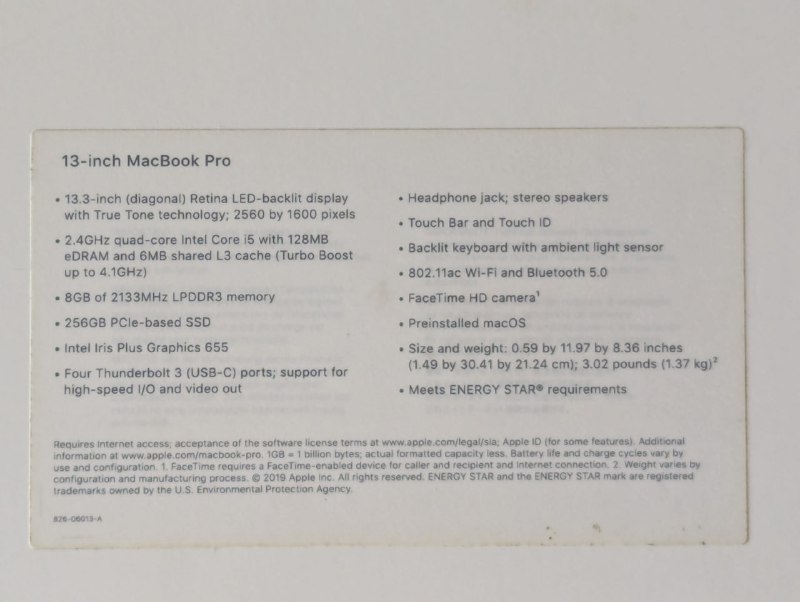 MacBook Air M1 8/512 2020, MacBook Pro i5 8/512 2019 8