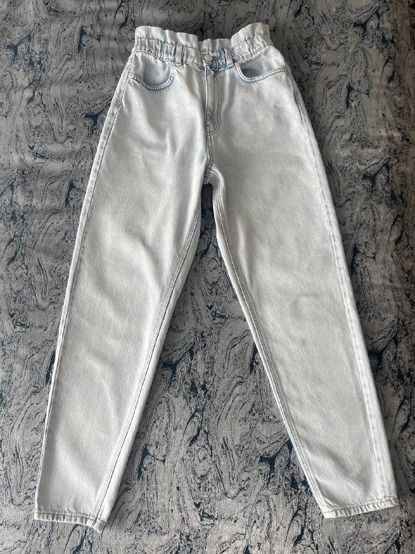 Джинсы на поясе-резинке с высокой посадкой, размер М