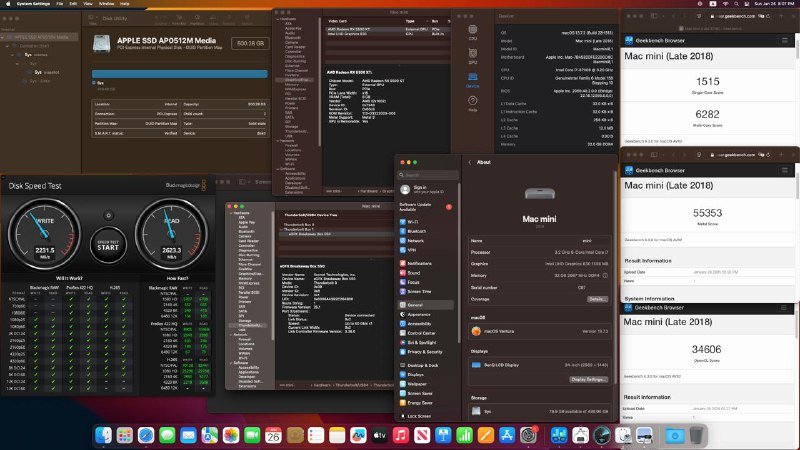 Комплект Apple Mac mini, eGPU Sonnet, монитор BenQ 3