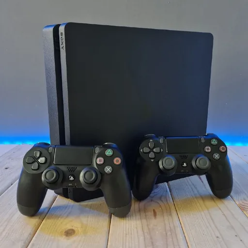 PlayStation 4 Slim with two gamepads
