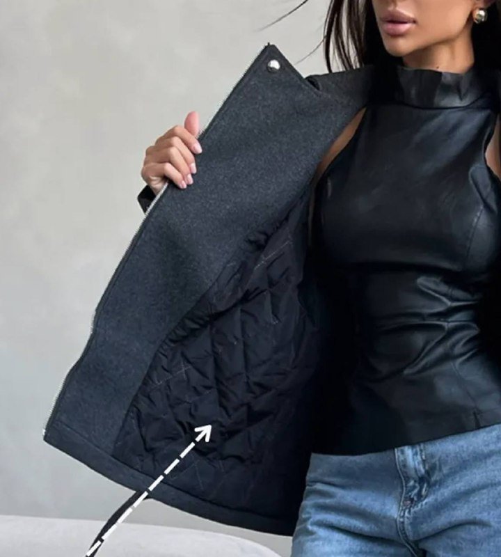 Утепленная косуха-пальто женская М 3