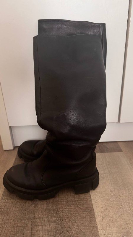 Кожаные черные сапоги, полусапожки, мозаика новая 3