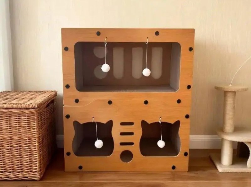 Двухэтажный домик-когтеточка-лежанка для кошек