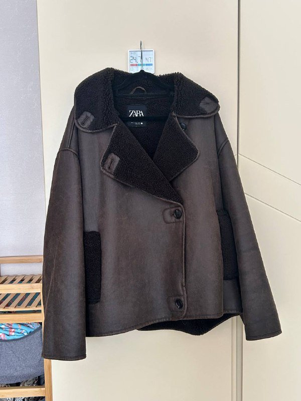 Дубленка Zara шоколадного оттенка размер XL