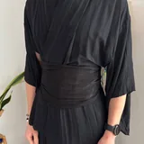 Black maxi kimono-style robe in Japanese style 5