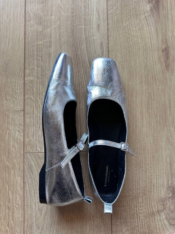 Оригинальные женские туфли Vagabond Delia Ballerine серебристые 2