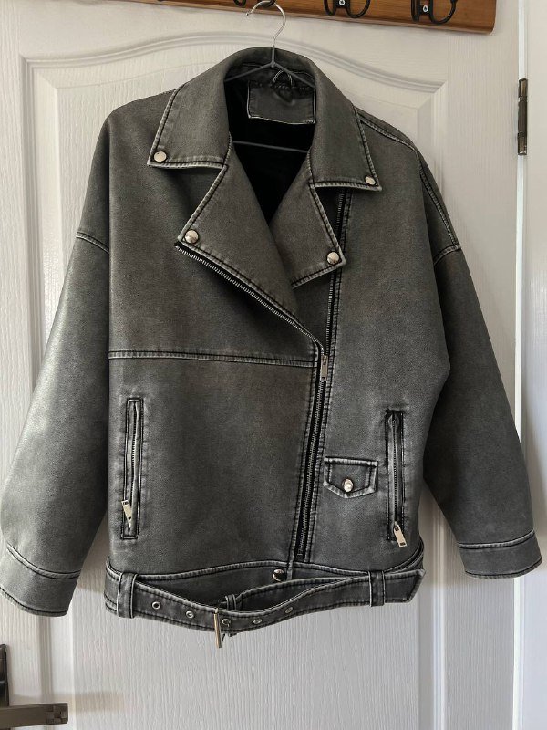 Куртка кожаная серая размер M 4