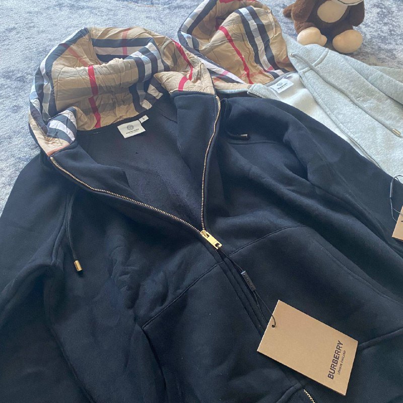 Зип худи Burberry чёрный, серый 5