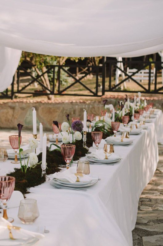 Свадебный декор скатерть, тюль, салфетки и кольца 3