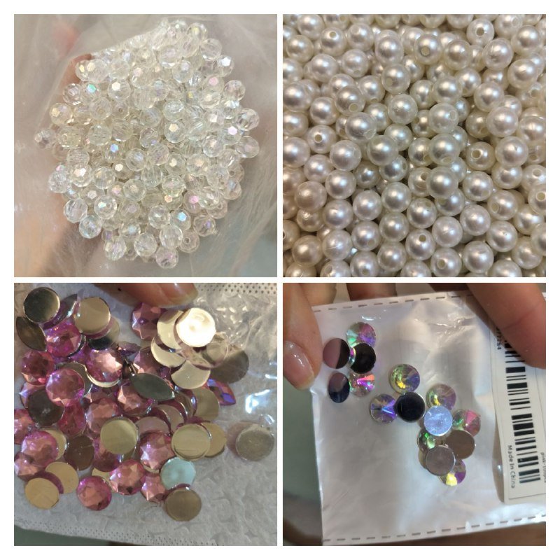 Набор бусин, леска, стразы, цепочка и магнитные застёжки для сумки 5